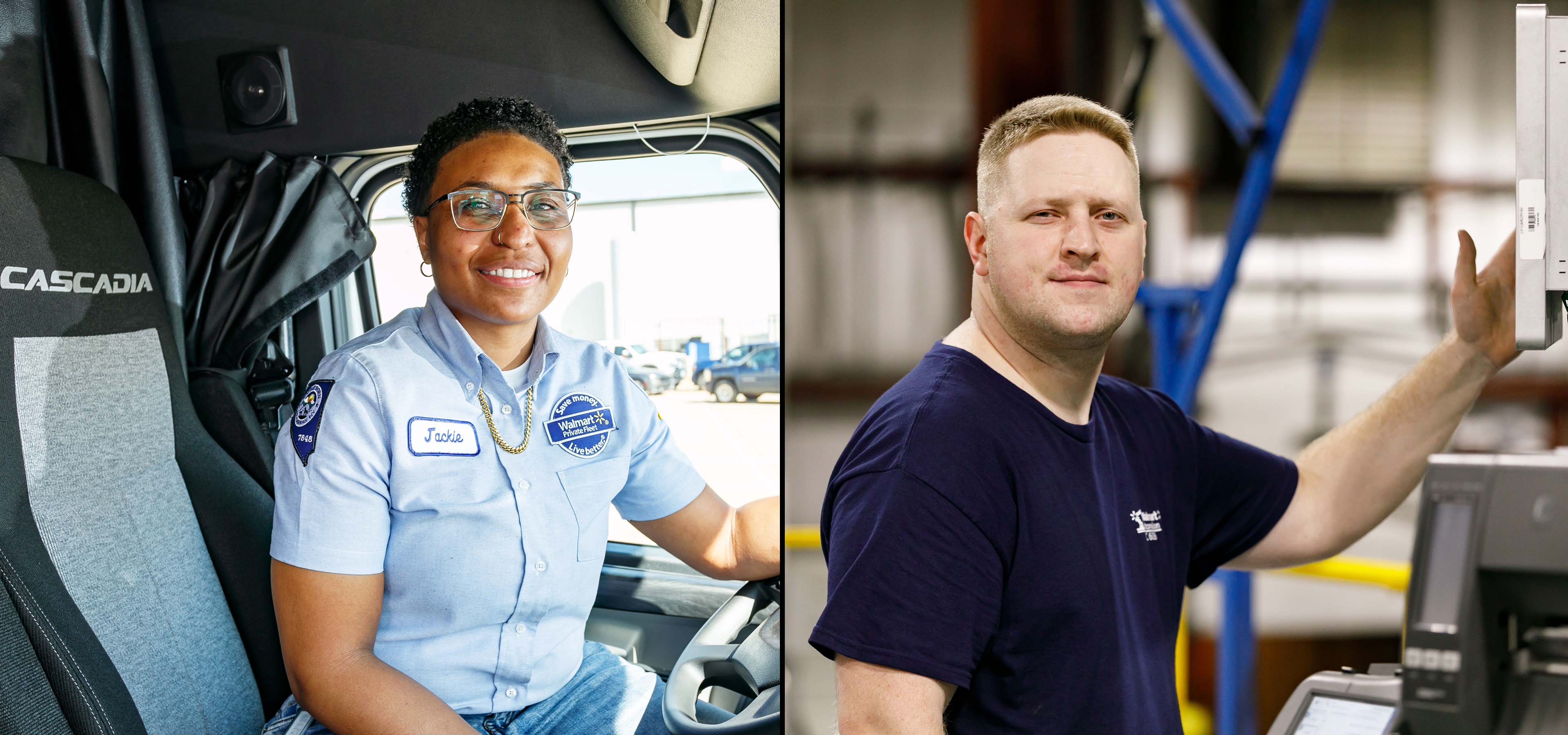 photo collage of two Walmart associates