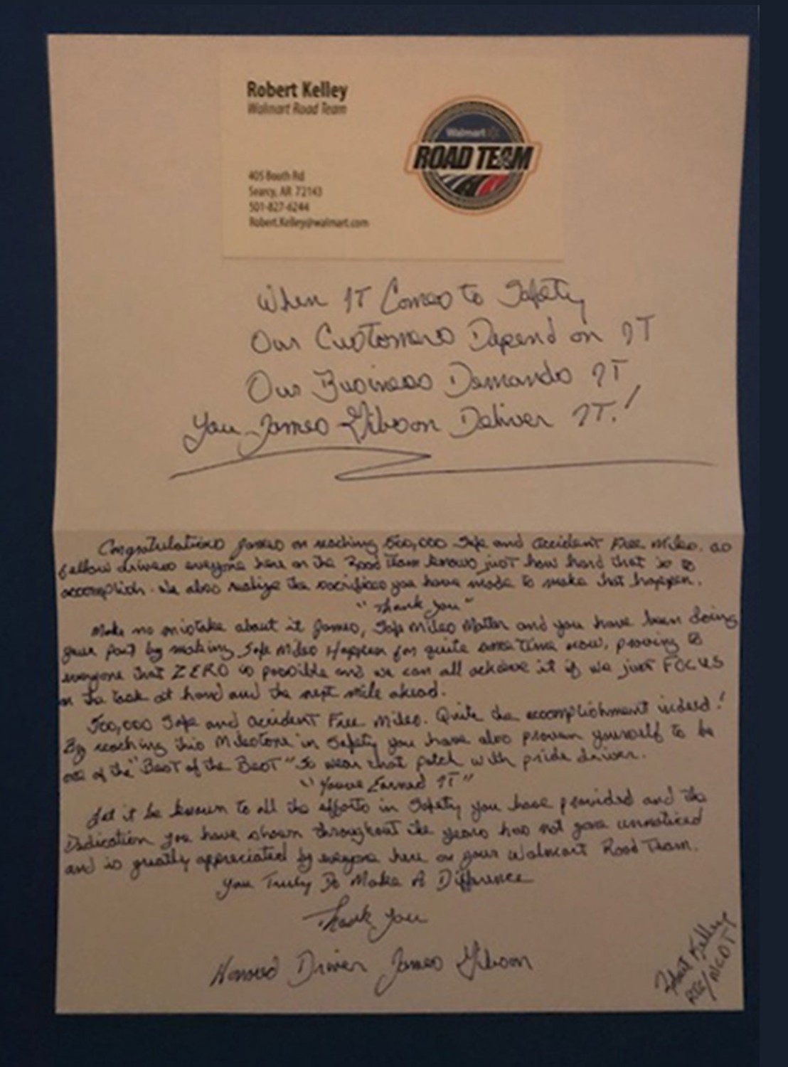 Handwritten letter of encouragement