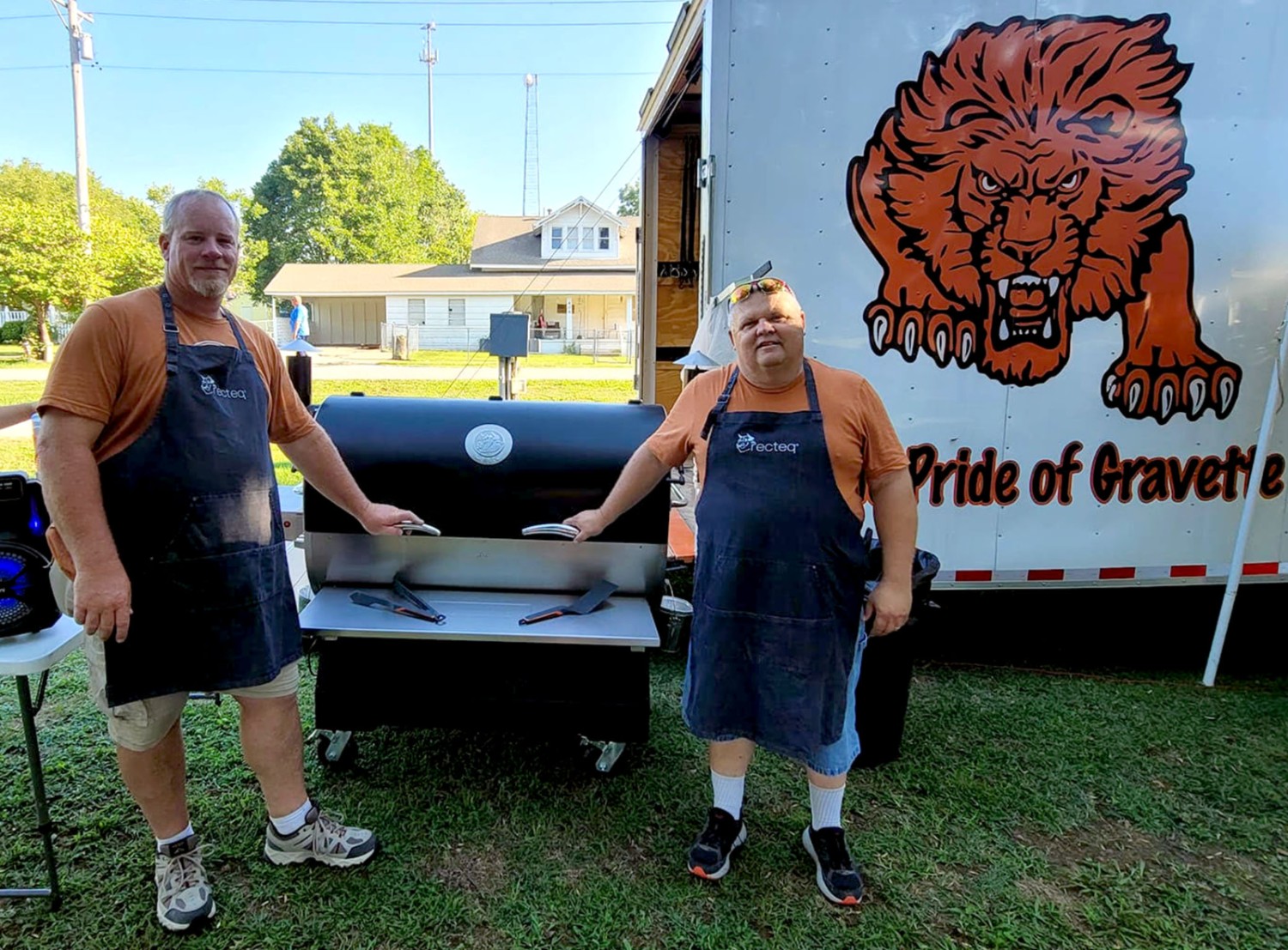 Ken Geer volunteers his time and his cooking skills to help raise funds for the Gravette High School band.