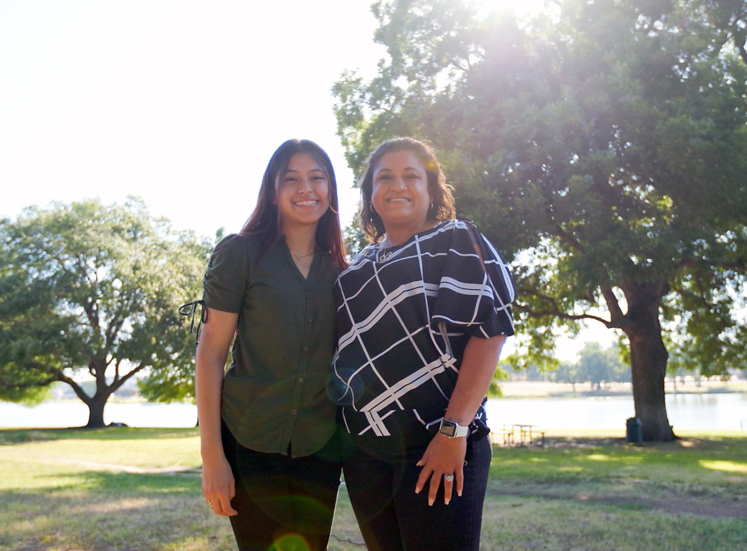 Jalyssa and her mom smiling at the camera