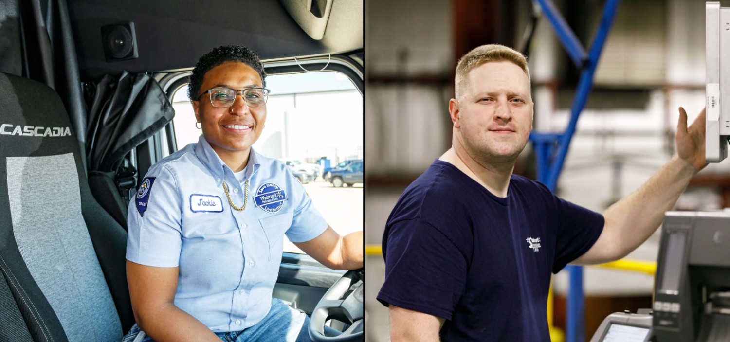 photo collage of two Walmart associates