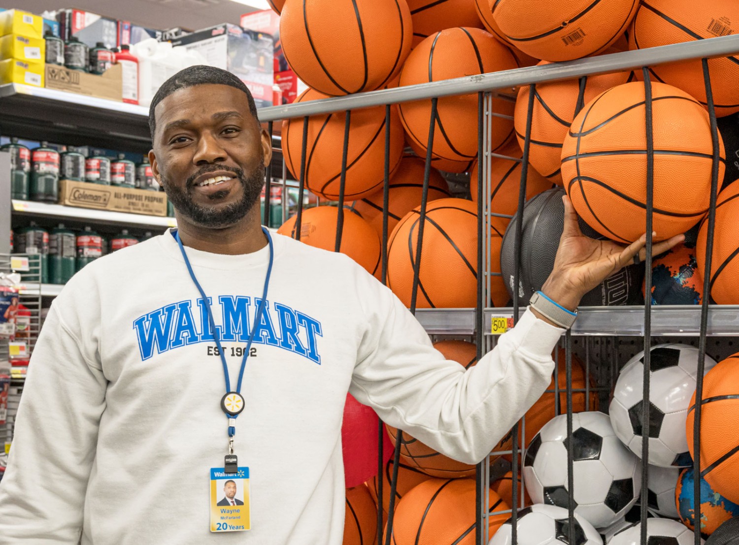 Wayne McFarland holding a basketball